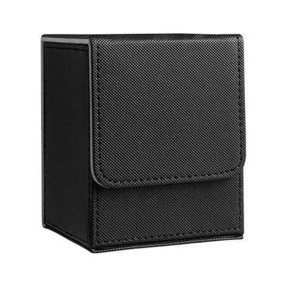 MTG Deck Box with 2 Dividers, Large Capacity Commander Deck Box Fits 100+ Double-Sleeved Cards, PU Leather Card Case Compatible with Magic Commander YuGiOh TCG CCG, Black - color: Black 01, size: Vertical, 100 Double-sleeved Cards