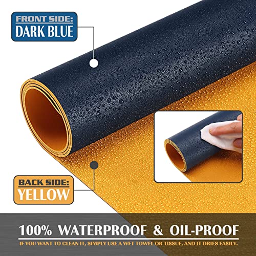 K KNODEL Large Office Leather Desk Mat, Mouse and Keyboard Pad, Computer and Laptop Mat, Desktop Protector and Cover, Writing Pad and Blotter (47.2"x17", Dark Blue) - color: Dark Blue, size: 47.2" x 17"