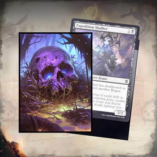 Kabinka MTG Card Sleeves - 100 Standard Size Pack Clear Front & Matte Finish Back with Skull, Premium Sleeves for Magic The Gathering TCG - color: Skull