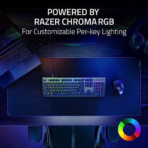 Razer DeathStalker V2 Gaming Keyboard: Low Profile Optical Switches Clicky Purple - Durable Coated Keycaps - Aluminum Top Plate - Multi Function Roller & Media Button - Chroma RGB - Snap Tap - color: Classic Black, style: V2