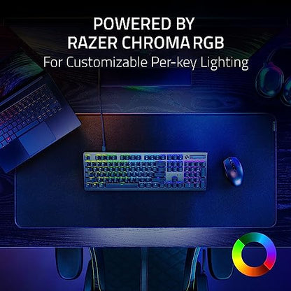Razer DeathStalker V2 Gaming Keyboard: Low Profile Optical Switches Clicky Purple - Durable Coated Keycaps - Aluminum Top Plate - Multi Function Roller & Media Button - Chroma RGB - Snap Tap - color: Classic Black, style: V2