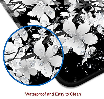 Gaming Mouse Pad, Large Mouse Pads for Desk, Non-Slip Rubber Base Mousepad, Keyboard Mouse Mat Desk Pad with Stitched Edges, 31.5x11.8 inch Sakura Death Life Floral - color: 03 Death Life Floral