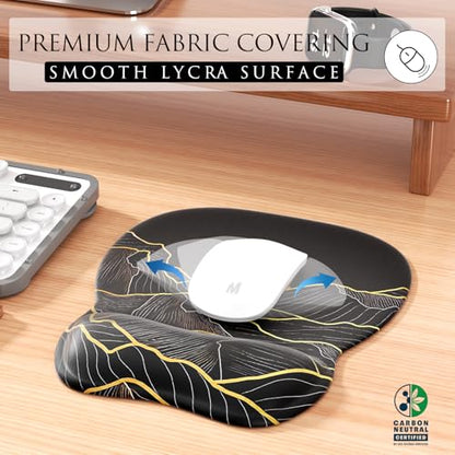 MROCO Ergonomic Mouse Pad with Gel Wrist Rest, 9.4 x 8.1 in, Golden Rise | Ergonomic Shape Design, Multiple Pattern Options, Gel Wrist Comfort, Smooth Lycra Surface, Non-Slip PU Base - color: Golden Rise