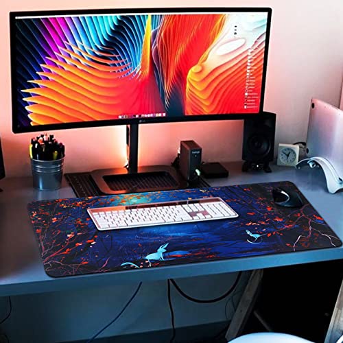 Large Gaming Mouse Pad with Stitched Edges,[27.5x11.8In] Extended Mouse Pad with Non-Slip Natural Rubber Base for Gamer/Desktop/Office/Home 70x30 Forest07 - color: 70x30 Forest07