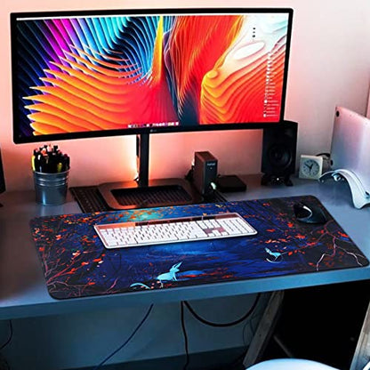 Large Gaming Mouse Pad with Stitched Edges,[27.5x11.8In] Extended Mouse Pad with Non-Slip Natural Rubber Base for Gamer/Desktop/Office/Home 70x30 Forest07 - color: 70x30 Forest07