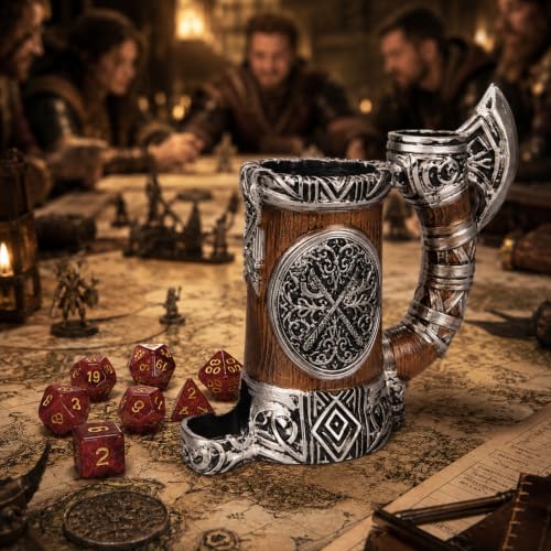 Dice Tower Mug, Dice Rolling Tower, Comes with 7 PCS Dice Set, Suitable for DND Dungeons and Dragons, Tabletop Games, Available As Drink Holder, D&D Gifts, DND Accessories (Gray-Gold) - color: Gray-gold