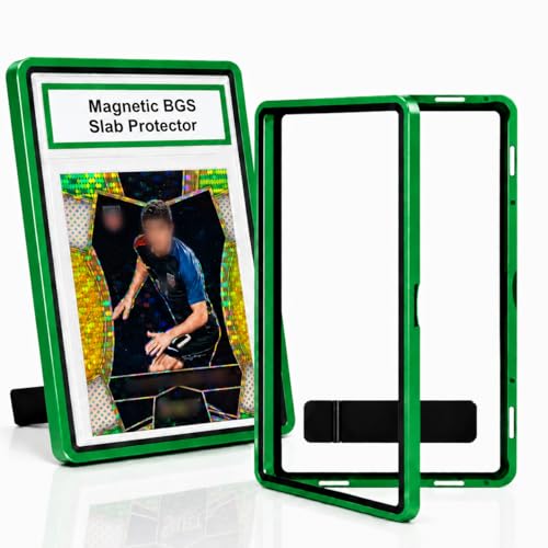 BGS Slab Case with Stand for Collectors Slab Guard Fits for 35PT BGS Cards, Heavy Duty Tempered Glass & Aluminum protector, Secure 9-Point Magnetic Lock, Waterproof Premium Display - color: Grass green