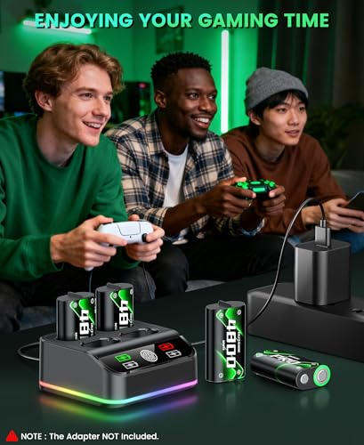 DINOSTRIKE 4X 4800mWh PRO Battery Pack Compatible with Xbox One/Series S/X 【Recharged 3000+ Time】 Battery Pack Rechargeable for Xbox Controller (4X 4800mWh Pro Batteries)