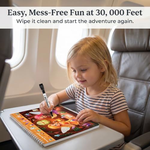 Fun Search and Find Books for Kids 3-5 - Cute Road Trip Game w Magical Scenes for Girls 4-8 w Princess, Unicorn & Mermaid - Essential Travel Activity w Markers for Hours of Fun on Car Rides & Planes