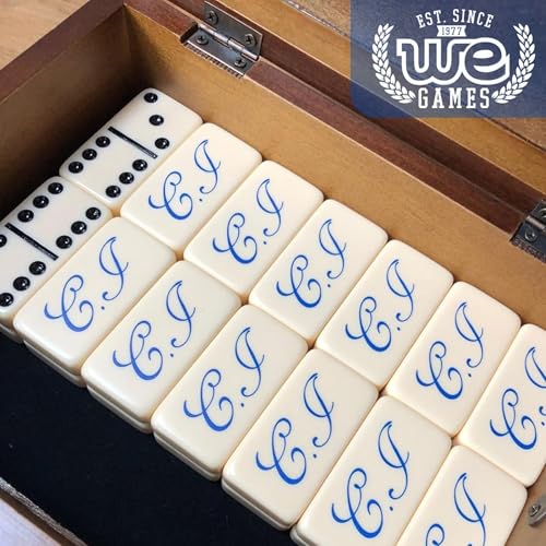 WE Games Double 6 Dominoes in Engraved Wooden Treasure Box, Dominoes Set for Adults, Personalized Gifts - color: Walnut