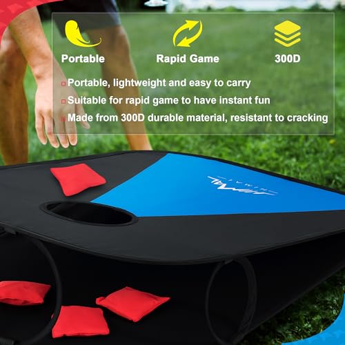 Himal Portable Cornhole Board Set, Foldable 3 x 2 Ft | 8 Toss Bags, Carrying Case, Outdoor Lawn Toss Boards, For Backyard, Camping, Tailgating and Beach