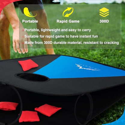 Himal Portable Cornhole Board Set, Foldable 3 x 2 Ft | 8 Toss Bags, Carrying Case, Outdoor Lawn Toss Boards, For Backyard, Camping, Tailgating and Beach