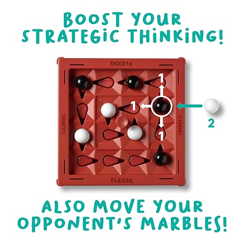 Orbito from Flex IQ, 2 Player Strategy Games for Family Gatherings, Great for Kids Games, Includes 1 Game Board with Orbito Button, 8 White Marbles and 8 Black Marbles - style: Orbito