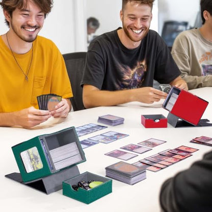 Kabinka Commander Deck Box for MTG, Card Deck Box with Dice Tray | Holds 100 Double-Sleeved Cards,for TCG/PTCG, Patented Design, with 35PT Magnetic Card Holder (Black& Green, Leopard) - color: D-Black& Green, Leopard