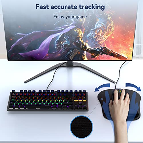 TECKNET 2 Pack Gaming Ergonomic Mouse Pad with Wrist Support Black | Soft Memory Foam, Fast Rebound, Pain Relief，Waterproof Surface, Non-slip Base - color: BLACK