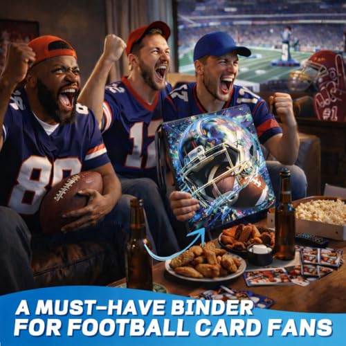 Football Card Binder with Sleeves, 4-Pocket Portable Card Protectors Album Holder Book with Zipper, Fits 400 Cards with 50 Removable Sleeves, Football Cards Display Storage Carrying Case -01 - color: Football-400 cards