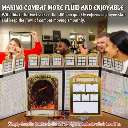CZYY DND Initiative & Combat Tracker Set, Acrylic Markers with Insert Cards | 6 Transparent Acrylic Holders, Top on 2-5 mm GM Screen, Erasable & Reusable, Great DM Tools & Accessories for Tabletop RPG