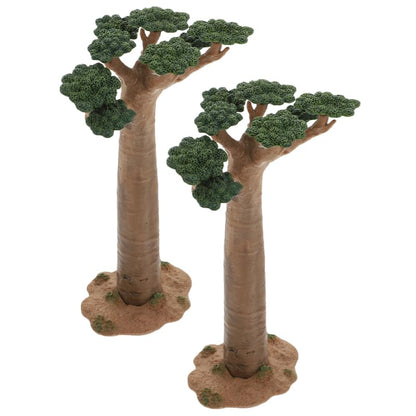 2Pcs Mini Model Trees - Imitation Baobab Tree Mini Tree Figurines Diorama Supplies Artificial Tree Fake Plants for Train Scenery Architecture Landscape Desert Scene Sand Table Decor