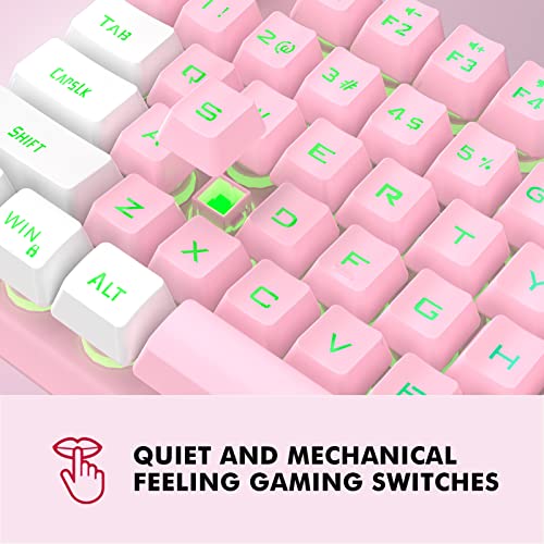 NPET K10 Wired Gaming Keyboard, RGB Backlit, Spill-Resistant Design, Multimedia Keys, Quiet Silent USB Membrane Keyboard for Desktop, Computer, PC（Lotus）