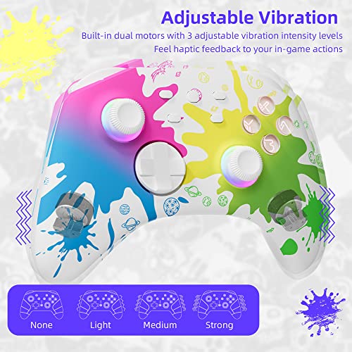 Mytrix Wireless Switch Controller fo Switch, Windows PC iOS Android Steam/Steam Deck, 7 Color RGB Lighting Pro Controller with Turbo, Motion, Vibration, Wake-Up, Headphone Jack (Tri-color) - color: Tri-Color