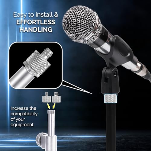 Mic Stand Adapter Set - 8 Piece Metal Tripod Adapter Kit - 5/8 Female to 3/8 Male & 1/4 Female to 5/8 Male - ADP02A Silver - color: 10 ADAPTER