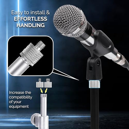 Mic Stand Adapter Set - 8 Piece Metal Tripod Adapter Kit - 5/8 Female to 3/8 Male & 1/4 Female to 5/8 Male - ADP02A Silver - color: 10 ADAPTER
