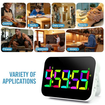 Digital Timer for Classroom, Pomodoro, Gym & Kitchen – Rechargeable Magnetic Countdown Timer, Large LED Display, Loud Alarm, 3 Volume Levels & 3 Brightness Settings - style: Upgraded Version with Gym Modes