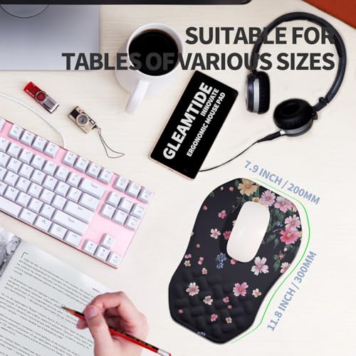 Ergonomic Raised Mouse Pad Wrist Support with Bilateral Slope Memory Foam Mousepad for Wrist Rest and Carpal Tunnel Pain Relief 11.8x7.9〃Flowers Bloom and Fade - color: Flowers Bloom and Fade