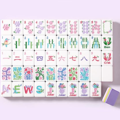 American Mahjong Set Complete, 160 Purple 4-Layer American Mahjong Tiles with Tile Bag, Storage Box & 4 Dice, Mahjong Game Set, Mah Jongg Set American, Travel Mahjong Tile Set for Western Mahjong - color: Purple-4