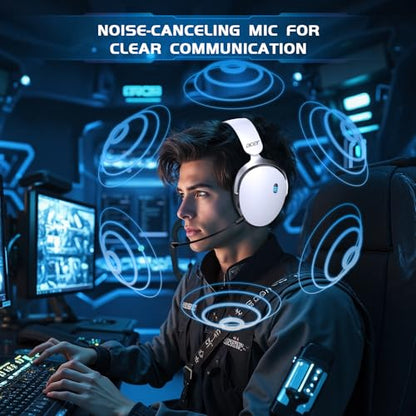 Acer 2.4GHz Wireless Gaming Headsets for PS5, PS4, PC, Switch, Tri-Mode Gaming Headphones with Noise Canceling Mic, Stereo Sound, 40+Hr Battery, 50mm Drivers - White - color: White