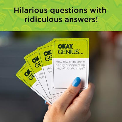 Okay, Genius… Fun Family Game Night Card Game for Teens, Friends & Home - Share Your Opinions on Ridiculous Topics - What Do You Have in Mind?! - for Ages 14 & Up | Opinion guessing game, 300 prompt cards, dry erase board and marker, 50-sheet response pad
