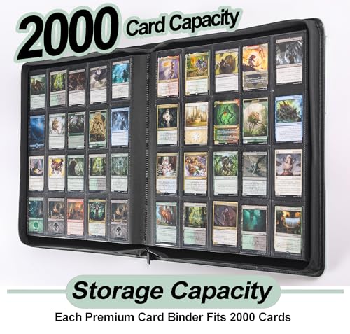 Premium 2000 Pocket Card Binder - 20 Pocket Trading Card Binder with Sleeves Fits 2000 Cards, Ringless Card Album for TCG - Model A，Asakusa Green - color: 20P - Asakusa Green
