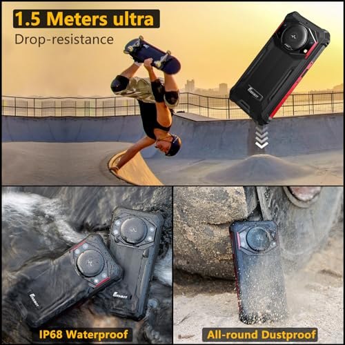 FOSSIBOT F101P Android 13 Rugged Smartphone, 7GB+64GB /1TB Rugged Call Phone 10600mAh Unlocked Phone 123dB Loud Volume Phone 5.45" 24MP+8MP Camera Waterproof Smartphone 4G Dual SIM OTG 18W Charger - color: Red