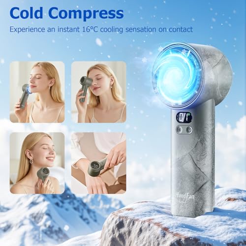 HandFan 5200mAh High Speed Handheld Turbo Fan, 1-100 Speeds Adjustable Powerful Cooling Ice Fan, Portable Mini Hand Fans Rechargeable, for Summer Beach Travel Concerts, Gifts for Women(Brown) - color: Brown