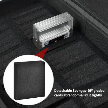 Fireproof & Waterproof Graded Card Box with Lock for PSA and BGS | Also for CGC, for ISA, for SGC, for HGA, for GMA and for FGS; 14 Foam Slots and a Combination Lock Secure Slabs, Case Only