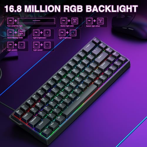 AULA WIN68 HE Mechanical Gaming Keyboard 60%, Hall Effect Magnetic Switch, Fast Trigger Mode Adjustable Actuation, 8000Hz Polling Rate, RGB Backlit, Wired Black Keyboard for Laptop/PC Gamer - color: Black-standard version