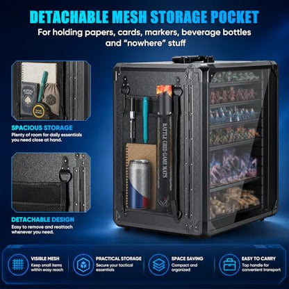 ONULISS Miniature Storage Case Miniatures Transport Case Aluminum Alloy Frame with Side Mesh Pouch 6 Trays (X-Large Size) - size: X-Large