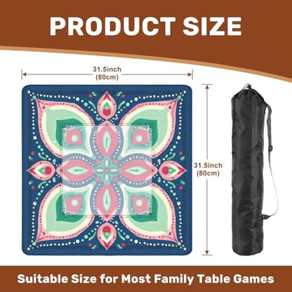 Mahjong Mat 31.5" x 31.5" Abstract Floral Soft Pink Green Teal Navy Blue Non-Slip Noise Reduction Mahjong Tiles Table Cover for Dominoes Poker Card Board and Tile Games - color: Color14