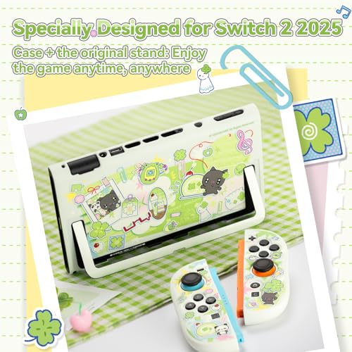 GeekShare Slim Protective Case Compatible with Switch 2 (2025), Anti-Scratche and Shock-Absorption Dockable Hard Shell for Switch 2 Game Console - Lucky Clover Memo - color: Lucky Clover Memo