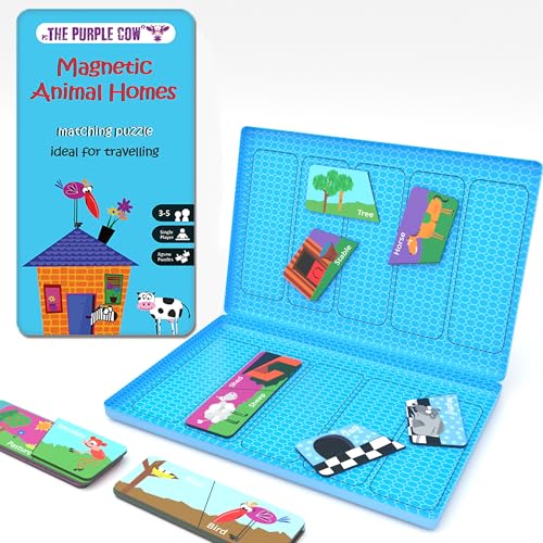 The Purple Cow - Magnetic Travel to Go Animal Homes - Matching Game, Multicolor - color: Animal Homes
