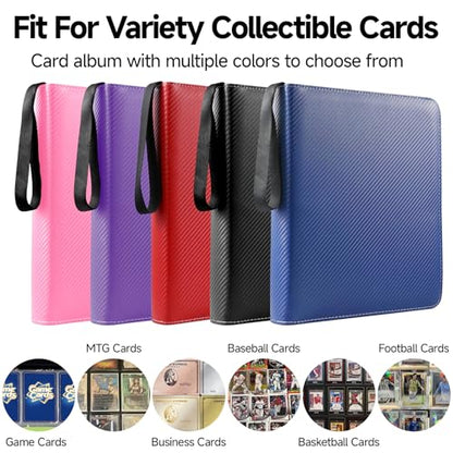 9 Pocket Trading Card Binder, Holds 1080 Cards with 60 Removable Double-Sided Sleeves, Premium Zipper Top Loader Card Collection Album, PU Card Folder Holder for MTG, TCG, Baseball, Sports Cards - color: Purple