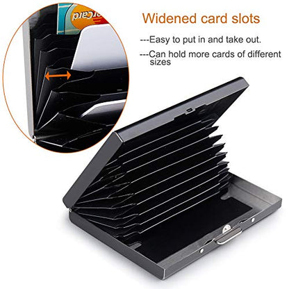 RFID Credit Card Holder Protector Metal Credit Card Wallet Business Card Holder for Men Women Gift Box Package (Black) - color: 01 Black