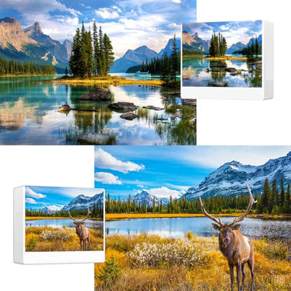 Jigsaw Puzzles 2 Pack 1000 Pieces - Puzzles for Adults - Rocky Mountain & Spirit Island National Park Impossible Challenging Puzzles - color: Rocky Mountain & Spirit Island National Park