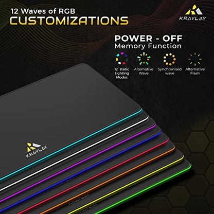 XXL RGB Gaming Mouse Pad with Wireless Charger, 11 Colors LED Mouse Mat with 15W Fast Charging, Non Slip Extended Big Mousepad, Black Mouse pad for Laptop, PC, Office Best
