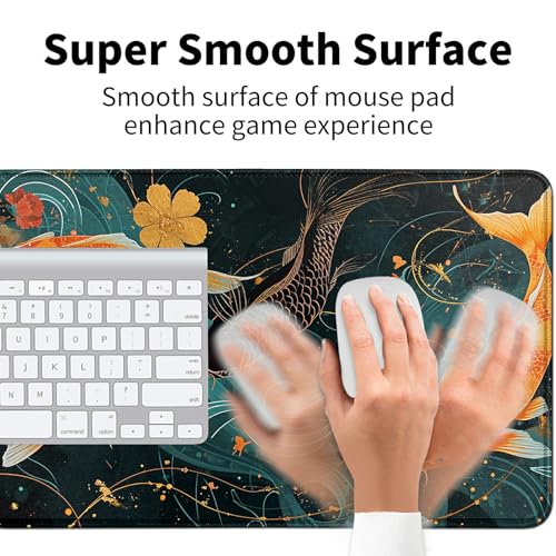 Gold and Black Fish for MTG & TCG Playmat Mouse Pad,BFDHGQZC 24" x 14" Game Mat for MTG/RPG/CCG Trading Card Game Playmats Table Mat Perfect for Card Games Video Games Computer Office - color: Gold and Black Fish