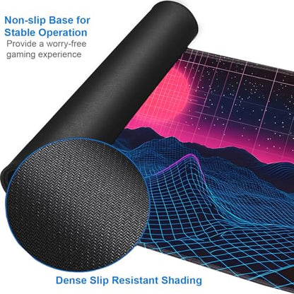 for MTG Game Playmat - 24 x 14 inches with Dices and Storage Bags, Non-Slip Base for TCG and Board Game Card Mats, Trading Card Games Mat, Neon Mountains Pattern Collectible Card Playmats - color: Jv-playmat-p7-1-g197