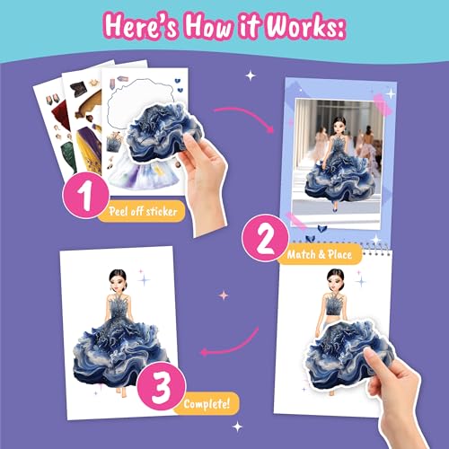 Sticker Dress Up Glamour Book for Girls – Fashion Design Activity | Includes paper dolls, style guides, and reusable stickers to spark creativity. Perfect for little designers ages 5 and up. - color: Sticker Dress Up Fashion Glamour