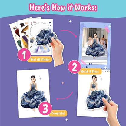 Sticker Dress Up Glamour Book for Girls – Fashion Design Activity | Includes paper dolls, style guides, and reusable stickers to spark creativity. Perfect for little designers ages 5 and up. - color: Sticker Dress Up Fashion Glamour
