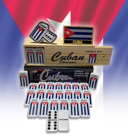 PRK 14 Cuban Style Double Six Dominoes – 28 Classic White Tiles with Black Pips – Includes Wooden Case – Bold, Durable, and Ready for Friends