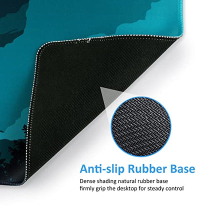 iCasso Extended Gaming Mouse Pad 35.4x15.7in Desk Pad,Silent Night | Large Non-Slip Rubber Base Mousepad with Stitched Edges,Waterproof Keyboard Mouse Mat for Work Home Office - color: Silent Night